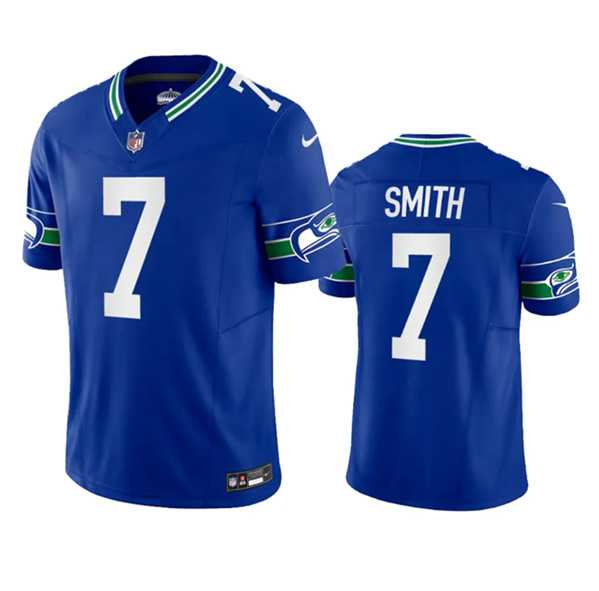 Men%27s Seattle Seahawks #7 Geno Smith Royal 2023 F.U.S.E. Vapor Limited Throwback Stitched Jersey->san francisco 49ers->NFL Jersey